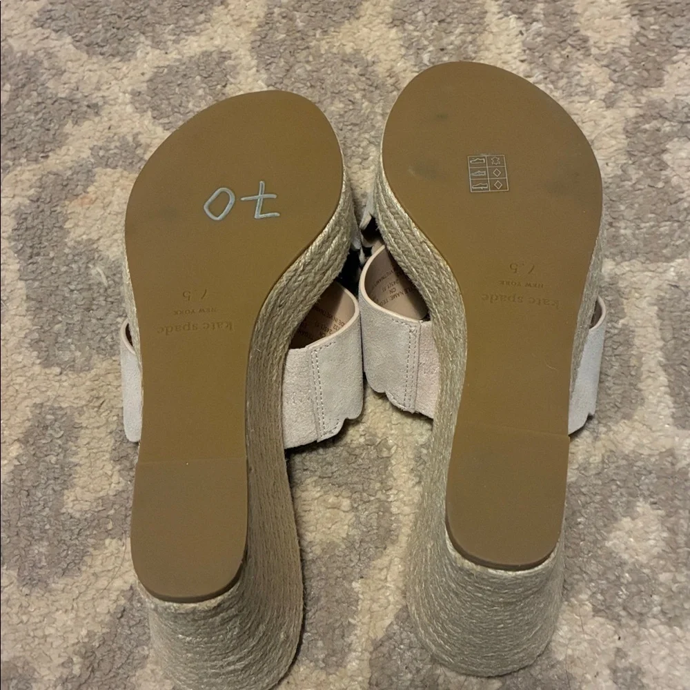 Kate Spade Tegan Wedge Mule Slide Sandal Espadrilles Pink Blush Color Size 7.5